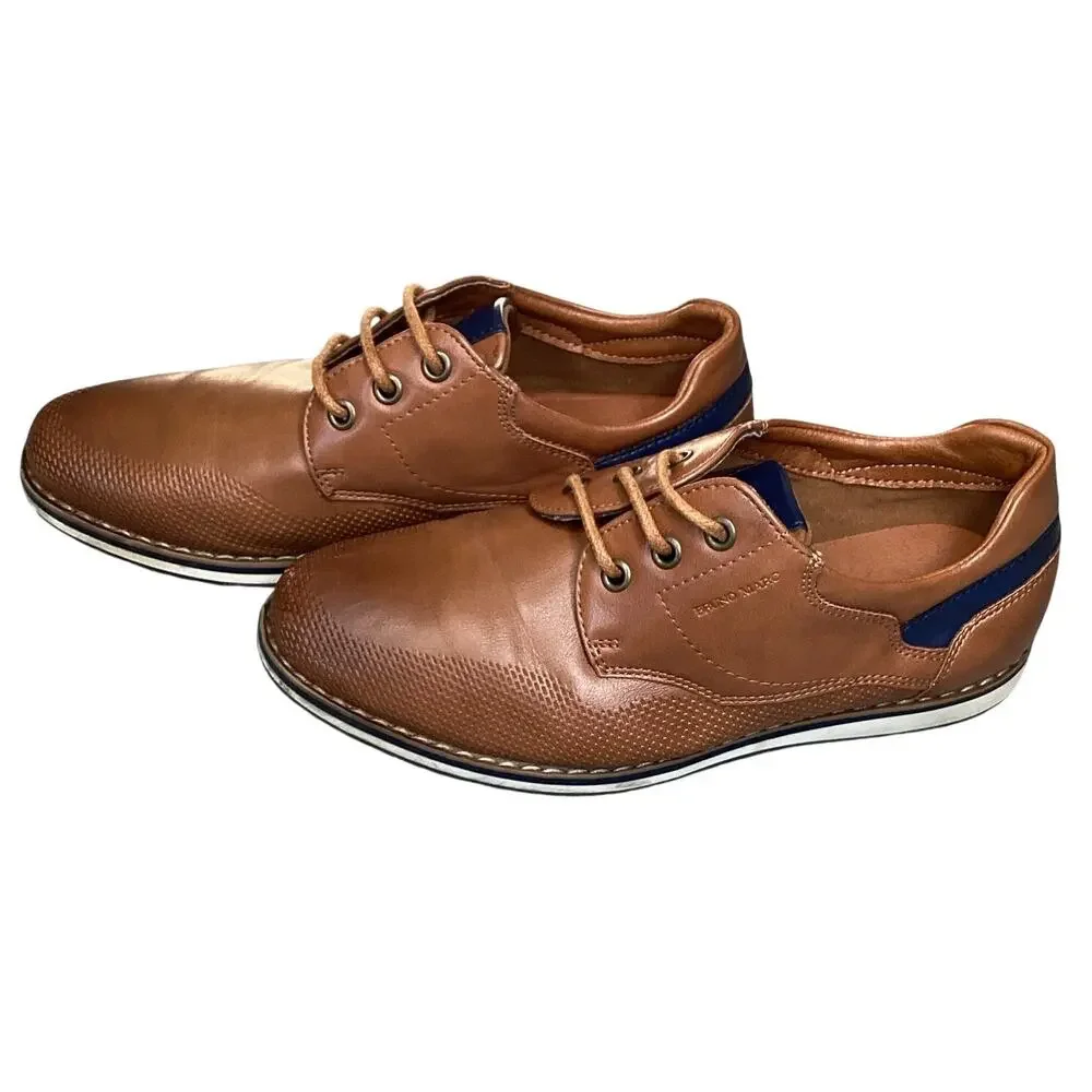 Bruno Marc Boys Brown Dress Shoes Size 2 Oxford Lace-Up Formal Shoes EU 33.5